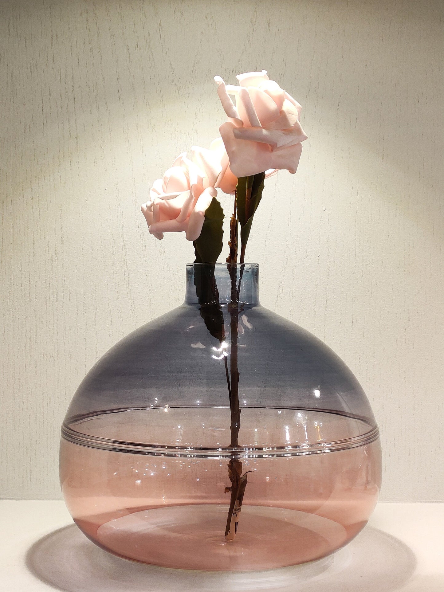 Shaded Grey and Pink Art Deco Vase , Hand blown Glassware , Blown glass vases , vintage glass vase , colored glass vases , vase for flowers