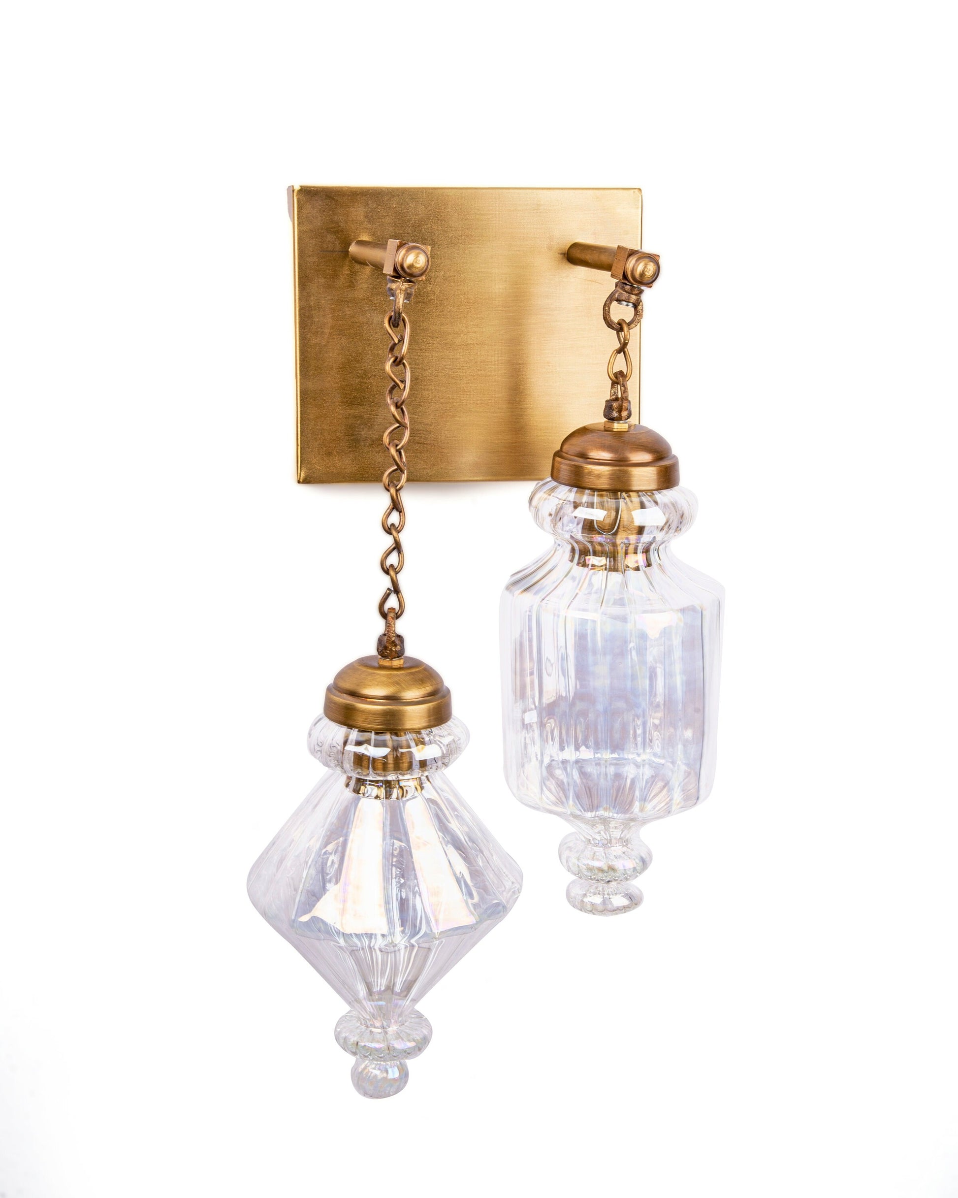 Ribbed Double Glass Sconce Light Fixture for Home Decor - Les Trois Pyramides 