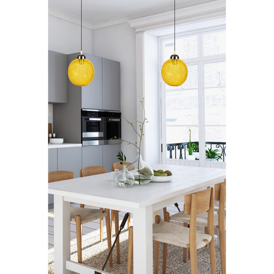 Hand Blown Textured Yellow Glass Pendant - Les Trois Pyramides