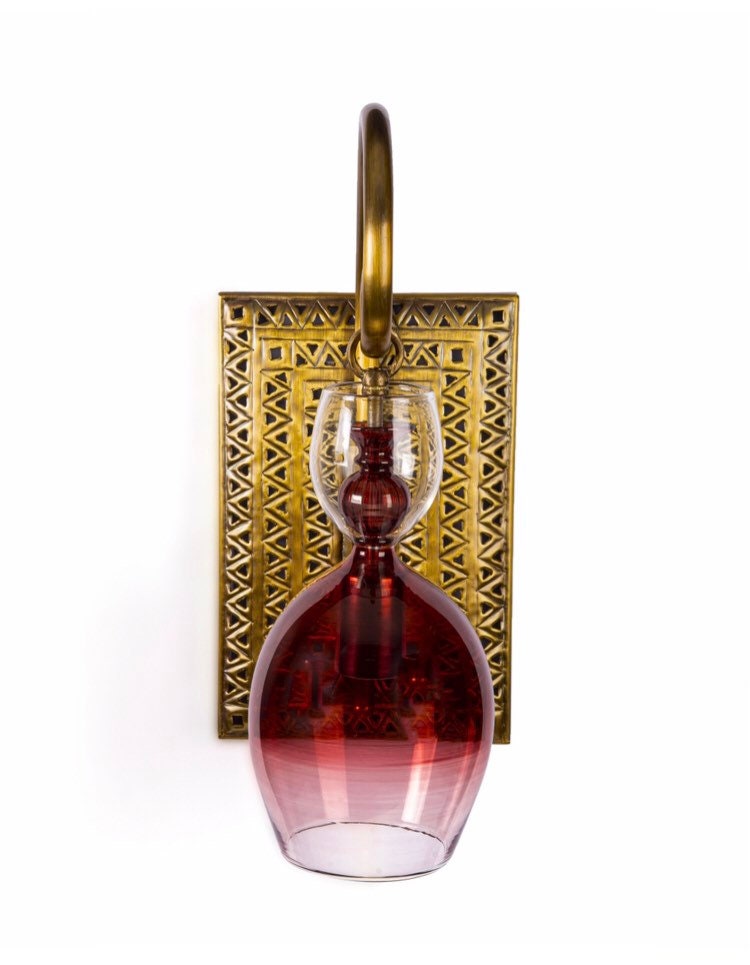 Smooth Shaded Red Glass Sconce Light Fixture for Bedroom - Les Trois Pyramides