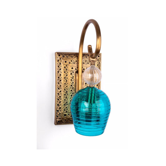 Turquoise Blown Glass Wall Sconce Light - Les Trois Pyramides