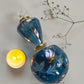 Engraved Blue Glass Tree topper ornament 14 K Gold
