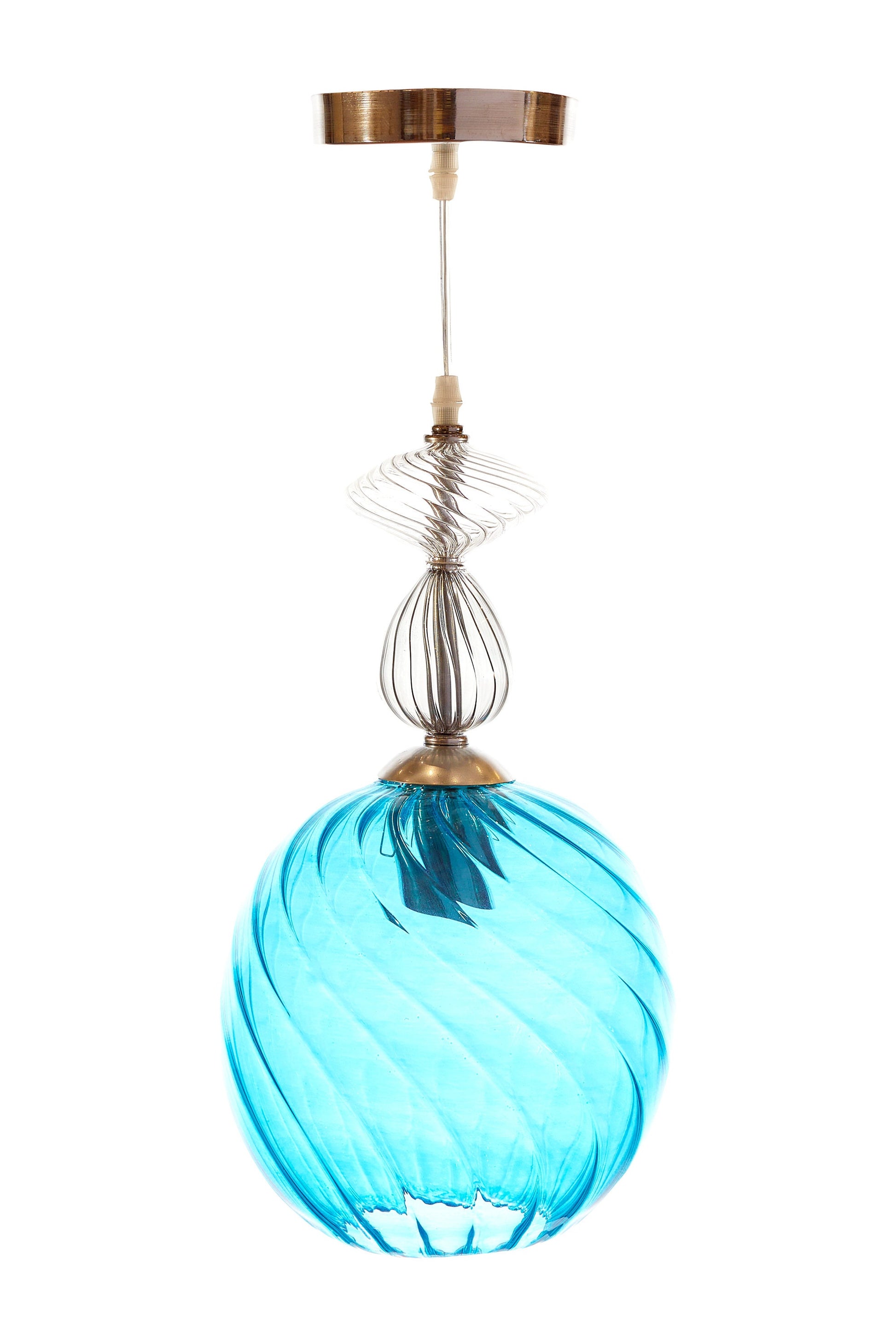 Swirl Ribbed Glass Light Fixture for Room Decor - Les Trois Pyramides