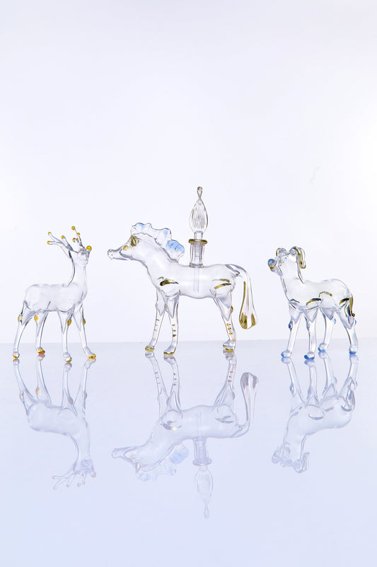 Animal Blown Glass ornaments set of three | Mouth Blown Glass ornament | vintage ornament | animal Handmade ornaments | Egyptian Glass decor - Les Trois Pyramides