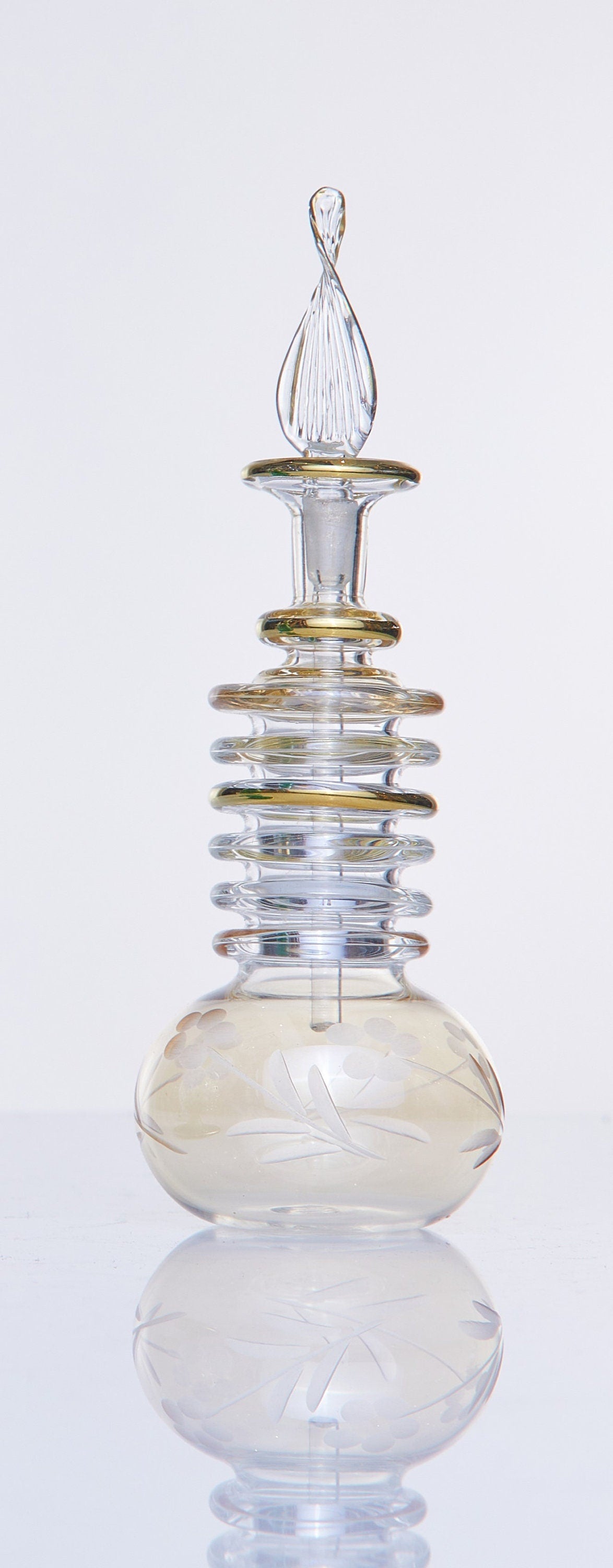 Egyptian Essential Oil Holder Bottles Set of Three | Perfume Oil Glass Bottles | Hand Painted Blown Glass Bottles | Vintage Perfume Bottles - Les Trois Pyramides