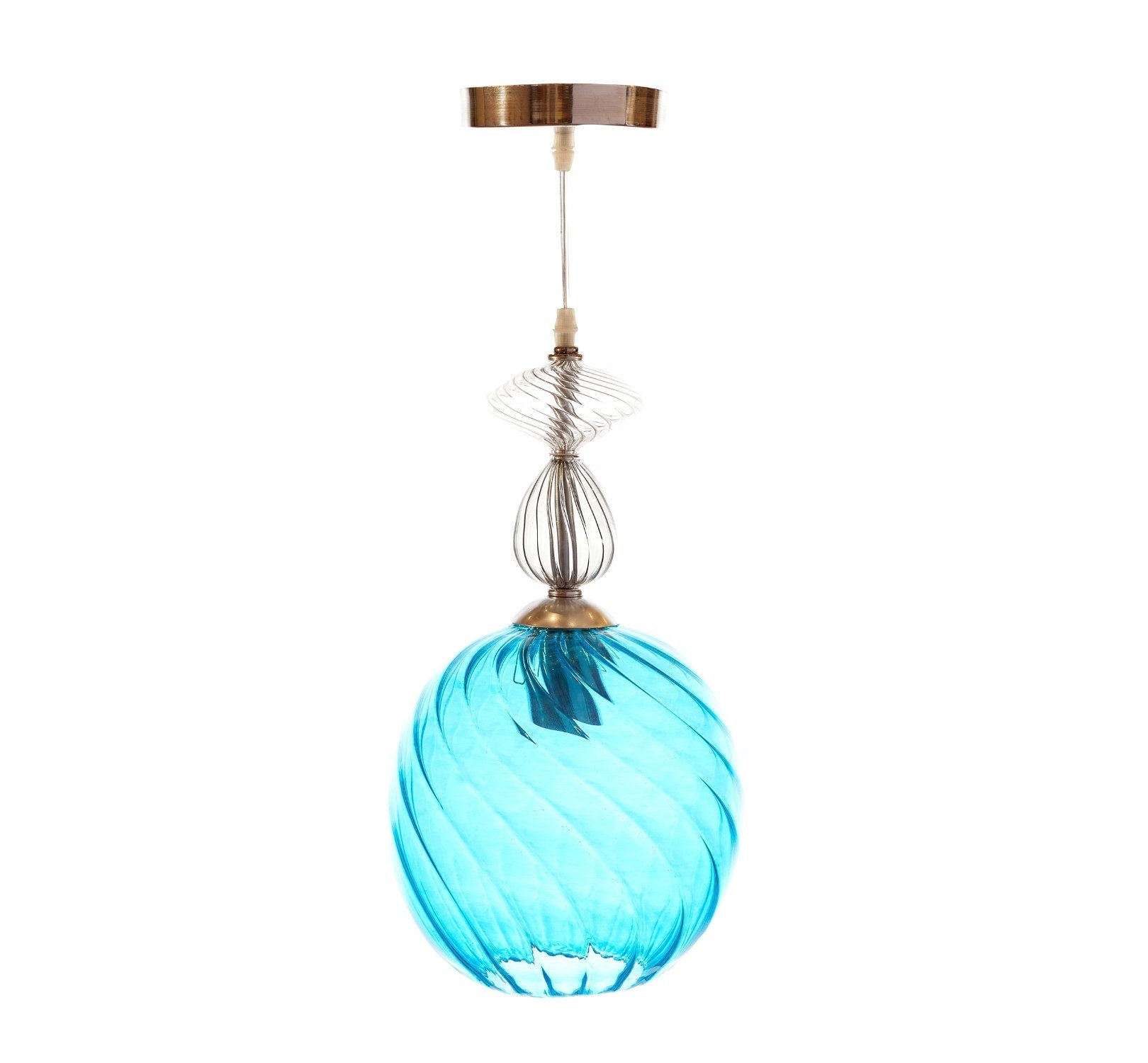 Swirl Ribbed Glass Light Fixture for Room Decor - Les Trois Pyramides