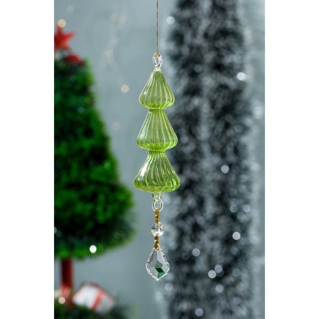 Christmas Pink Tree Topper Glass Ornament - Les Trois PyramideChristmas Pink Tree Topper Glass Ornament - Les Trois Pyramides