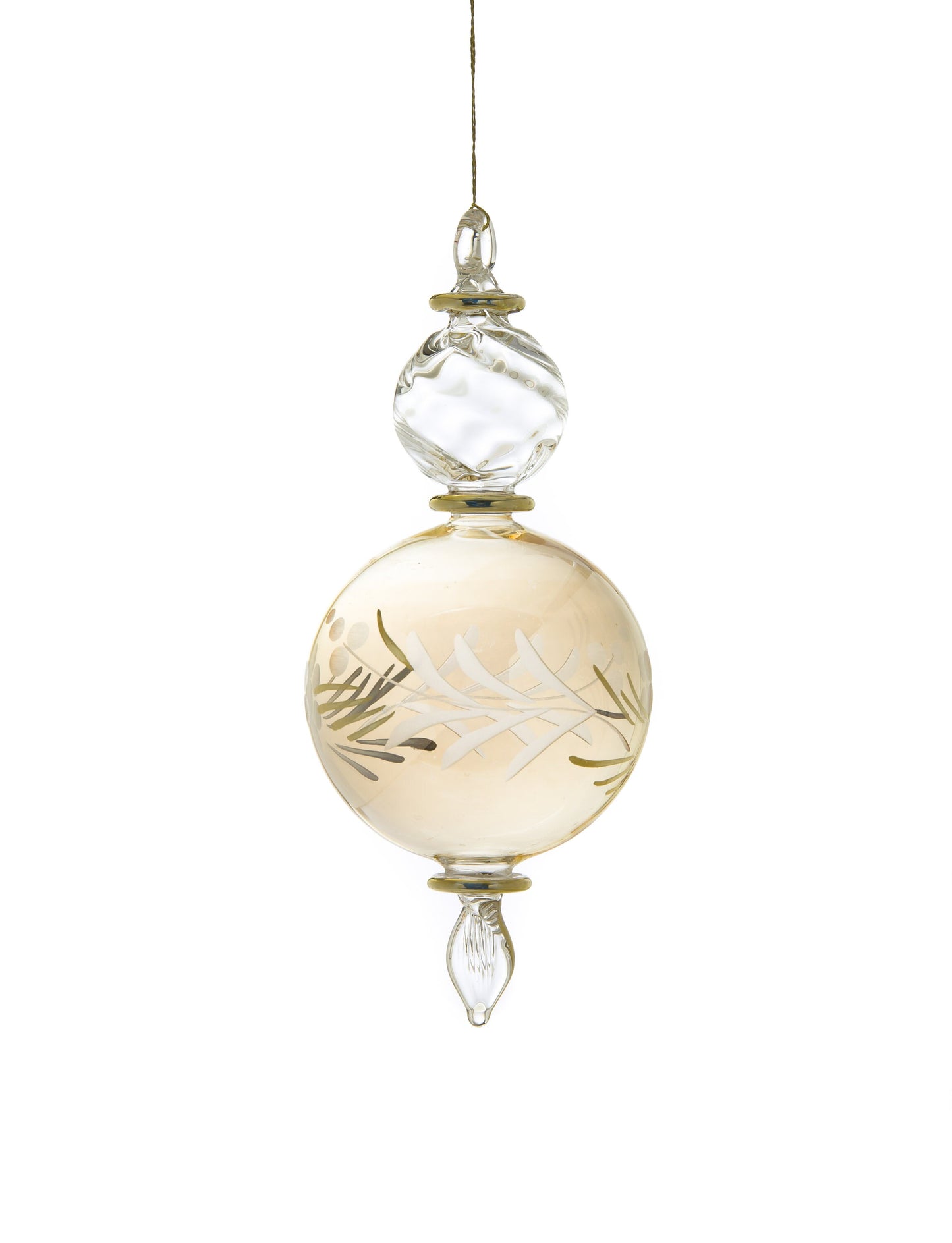 Gold Engraved Blown Glass Christmas Ornament - Les Trois Pyramides