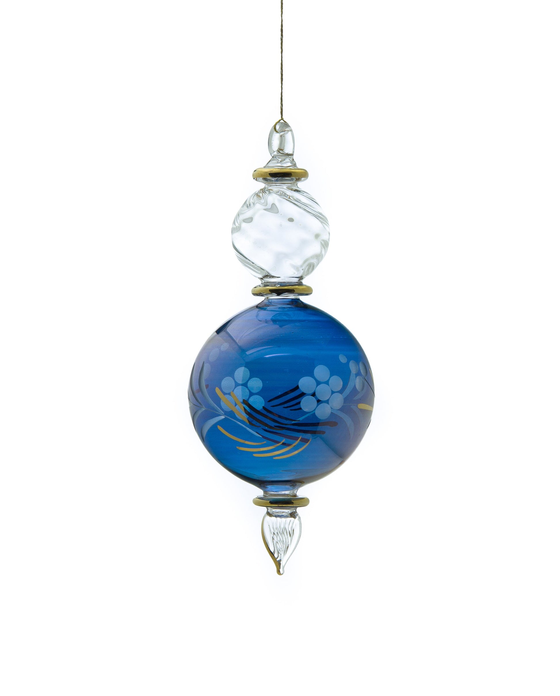 Gold Engraved Blown Glass Christmas Ornament - Les Trois Pyramides