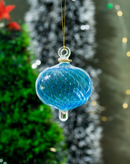 Large Ribbed Glass Tree Topper Ornament for Christmas Tree Decorations - Les Trois Pyramides