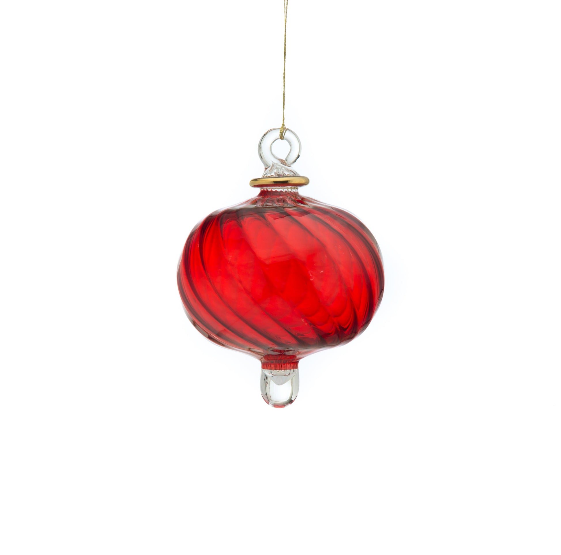 Large Red Ribbed Glass Decorative Balls for Christmas Tree Decorations - Les Trois Pyramides