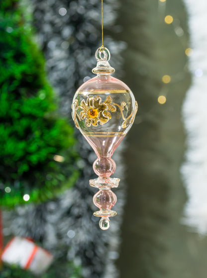 Pharaonic Vintage Style Pink Glass Ornament for Christmas Tree Decorations | Les Trois Pyramides 