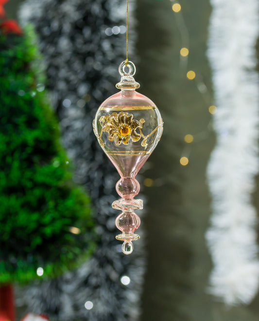 Pharaonic Vintage Style Pink Glass Ornament for Christmas Tree Decorations | Les Trois Pyramides 