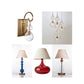 Bedroom package ,Set of four light pendants with copper ceiling plate + set of Two table lamps + Two wall sconces , Home Decor