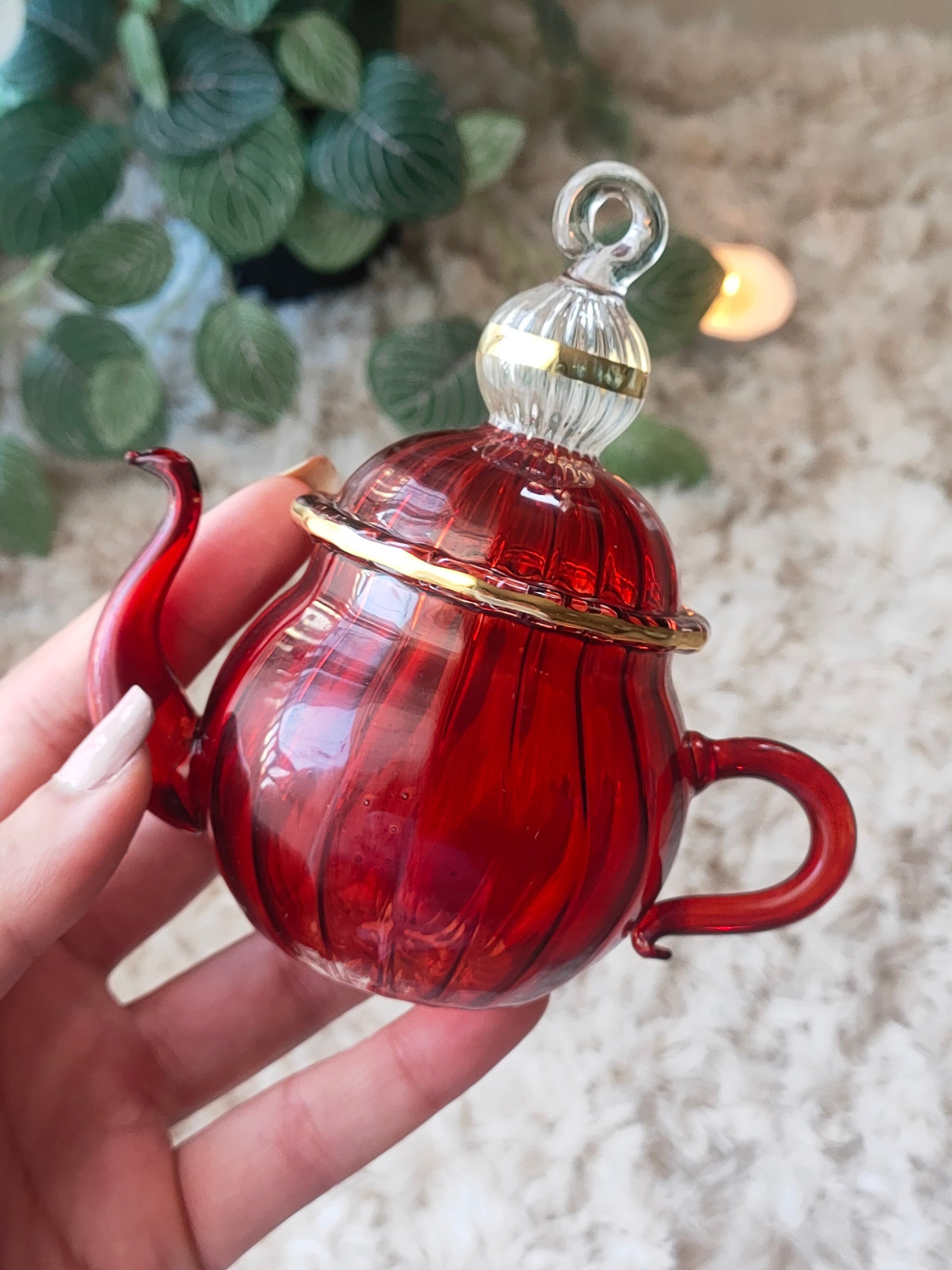 Blush Pink Teapot Christmas Ornament With 14K Gold - Les Trois Pyramides