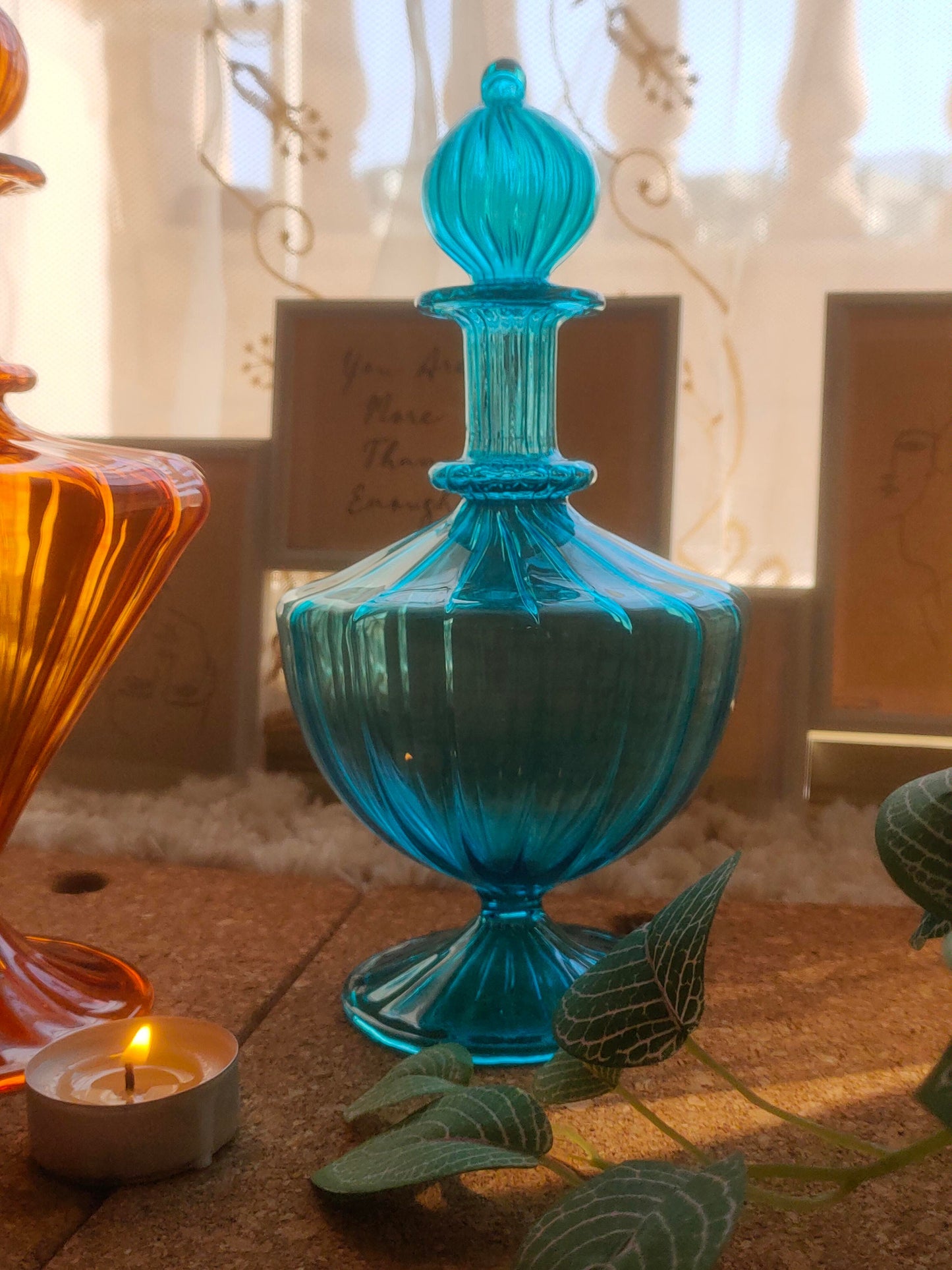 Perfume Decanter Bottle Fragrance Handmade Blown Glass Perfume Bottle Made with Love Handmade Gift Christmas Handmade Gift Custom Colors | Les Trois Pyramides 