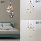 Bedroom package ,Set of four light pendants with copper ceiling plate + set of Two table lamps + Two wall sconces , Home Decor