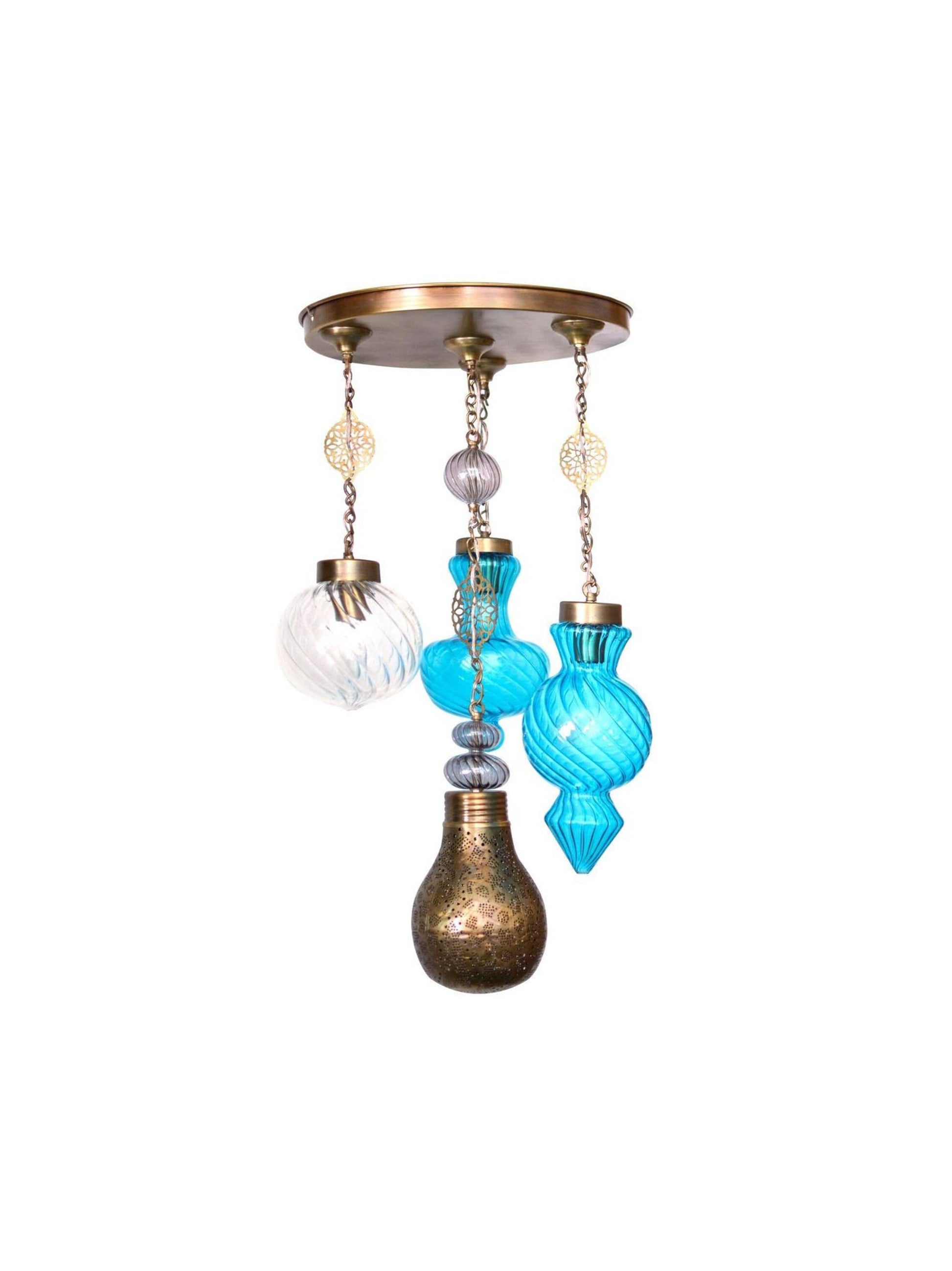Moroccan Pendant, Moroccan Lamp, Moroccan Chandelier, Moroccan Pendant Light, Pendant Lights for Arabian Style Decoration, Copper Pendant - Les Trois Pyramides 