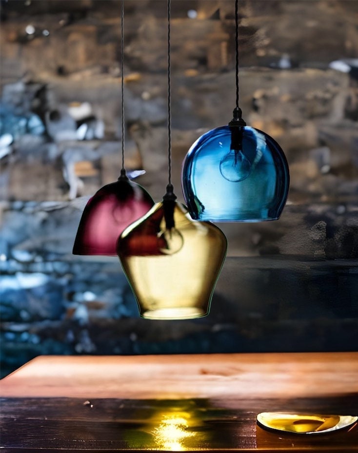 Set of Three Hanging Lights Over Bar - Les Trois Pyramides