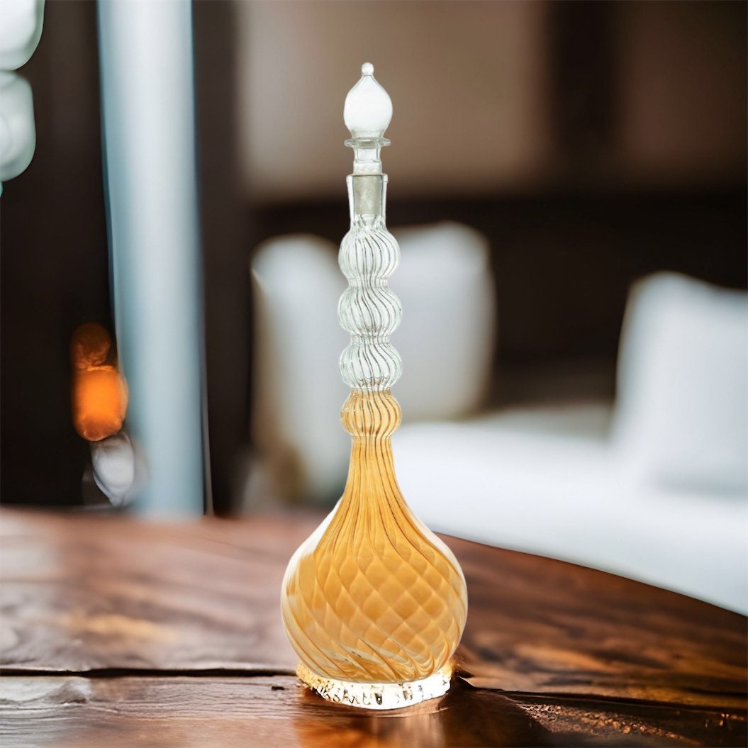 perfume bottle Gold - Hand painted - colored glassware - antique glassware - empty perfume bottle - hand blown glass - custom perfume bottle