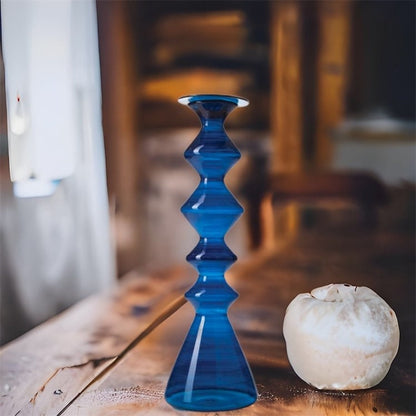 Dark Blue Glass Candle Holder For Wedding Gift - Les Trois Pyramide