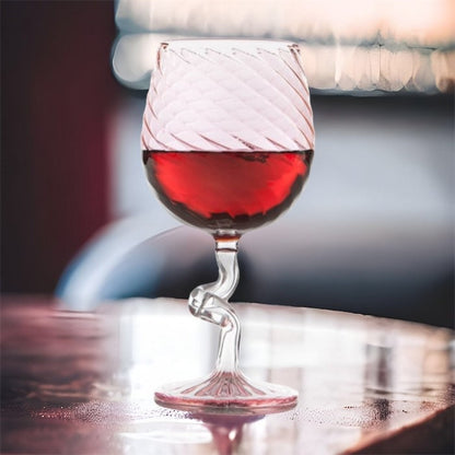Hand Blown Wine Glass with Stem | Handblown Coupe Glass | Hand Painted Wine Glasses | Vintage Wine Glasses | Bar Glassware | Wine Gifts - Les Trois Pyramides