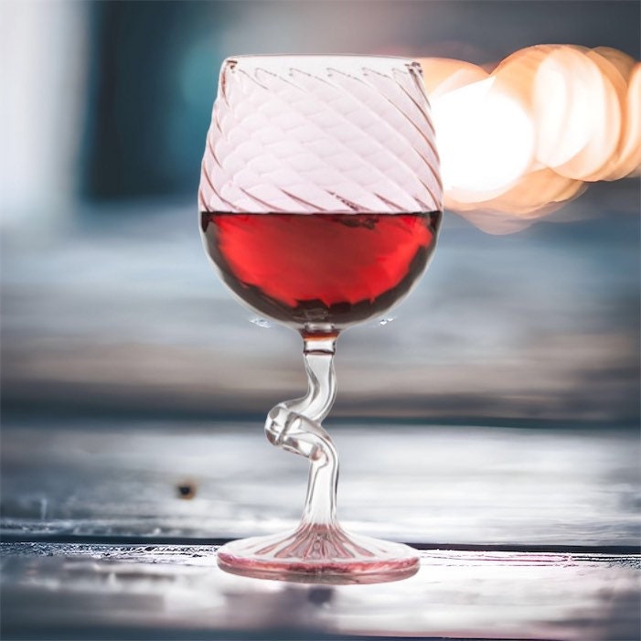 Hand Blown Wine Glass with Stem | Handblown Coupe Glass | Hand Painted Wine Glasses | Vintage Wine Glasses | Bar Glassware | Wine Gifts - Les Trois Pyramides
