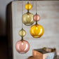 Set of Three pendant lights with copper separations