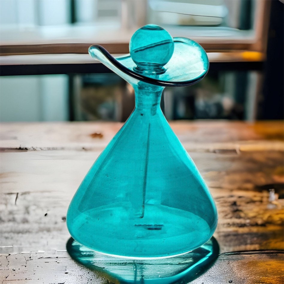 Miniature Bottle - Essential oil Bottle - Hand painted Turquoise - hand blown glass - perfume bottle - fragrance decant - decorative bottles