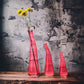 Set of 3 red Art Deco Vases , Hand blown Glassware , Blown glass vases , vintage glass vase , colored glass vases , vase for flowers