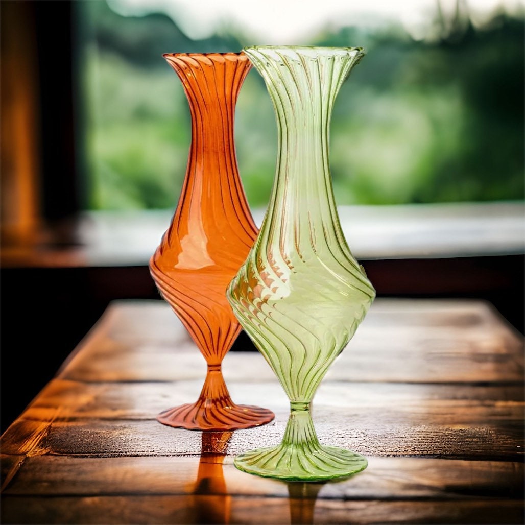 Blown Glass Orange Vase - Les Trois Pyramides