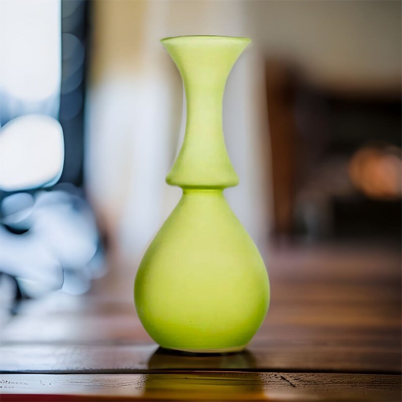 Frosted Glass Mini Vase - Small Vase - Blown Glass Vase - Decorative Vase - Handmade Vase - Centerpiece Vases - Modern Vase - Green Vase - Les Trois Pyramide