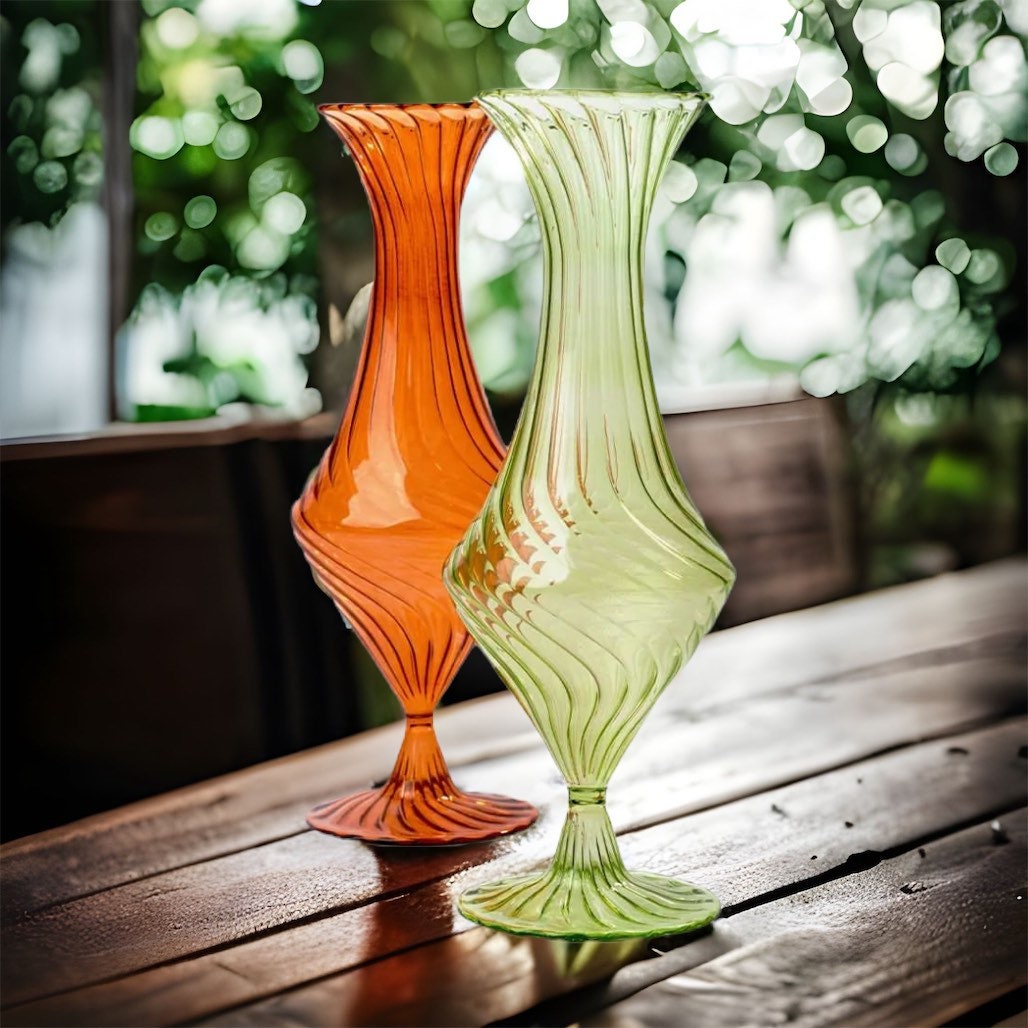 Blown Glass Green vase - Large vase - Blown Glass vase - Decorative vase - Handmade vase - Wedding vases - Modern vase - wedding vases