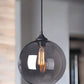Light Fixture Round with clear shaded Black Glass