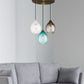 Set of three blown glass light pendants for living room decor