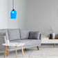 Blue Hanging lamp with silver fittings