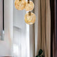 Set of Four blown glass light pendants + Ceiling plate for living room decor