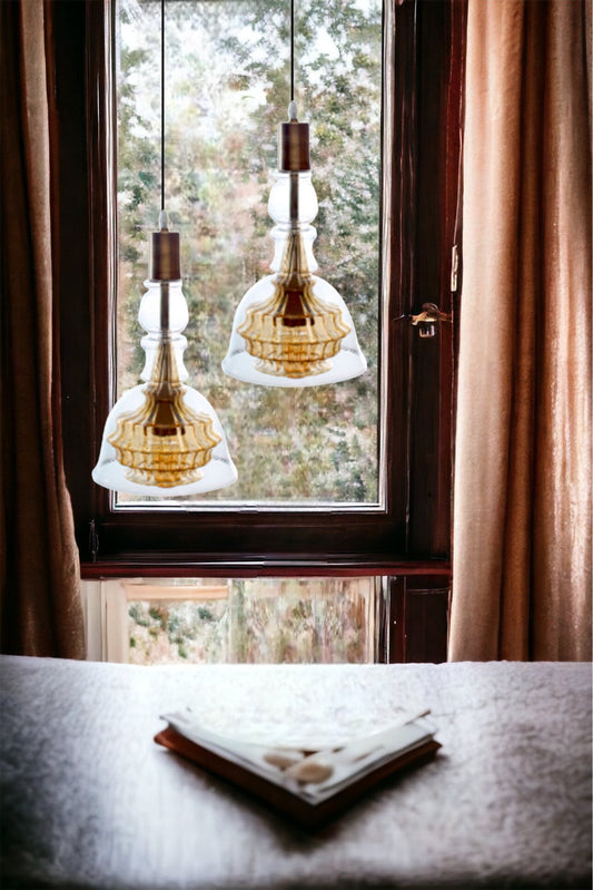 Gold and Crystal Deco Light Fixture - Les Trois Pyramides