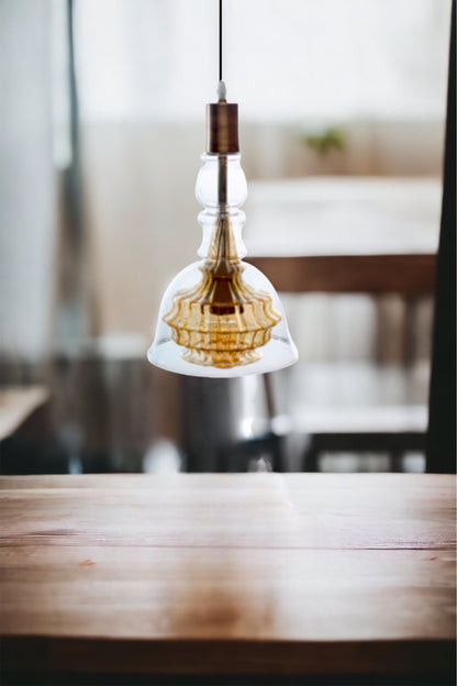 Gold and Crystal Deco Light Fixture - Les Trois Pyramides