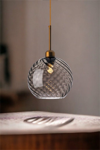 Smokey Gray Glass Pendant Light - Les Trois Pyramides