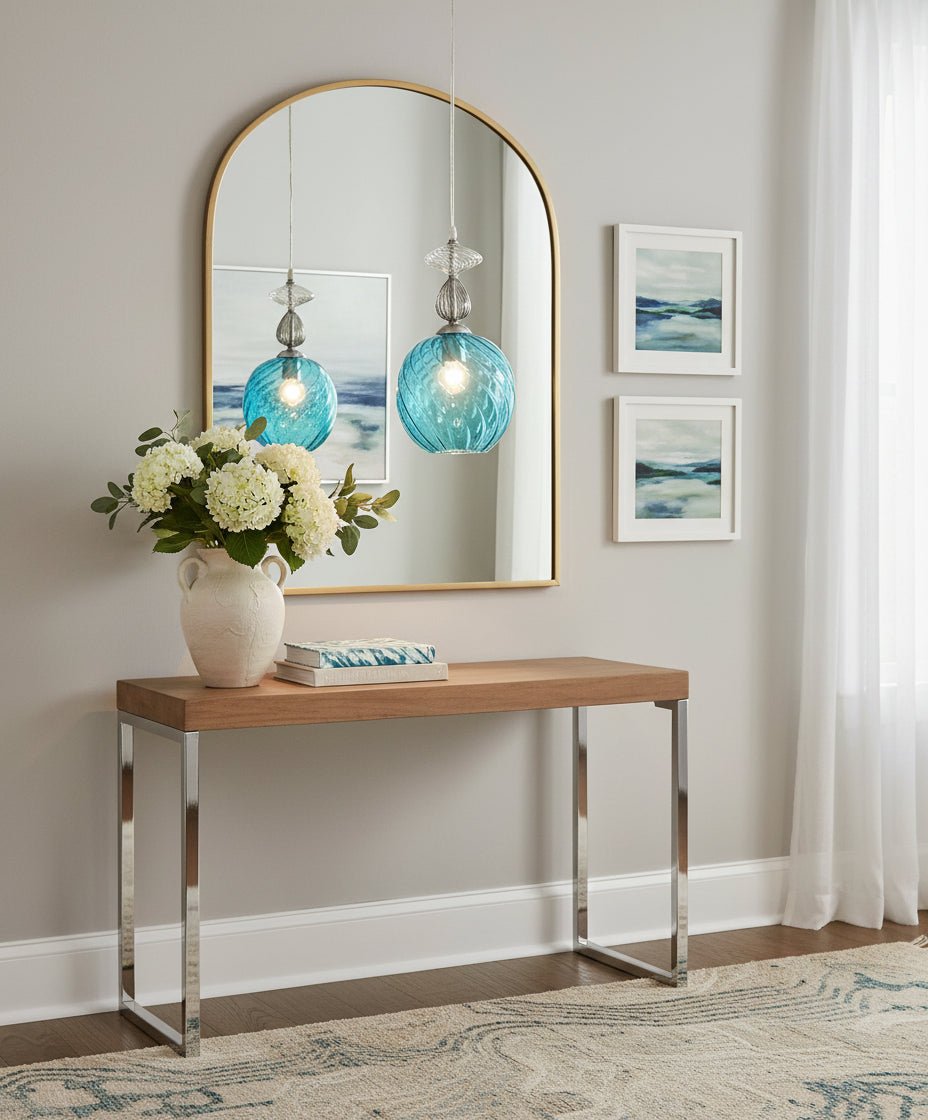 Turquoise Glass Globe Light - Les Trois Pyramides