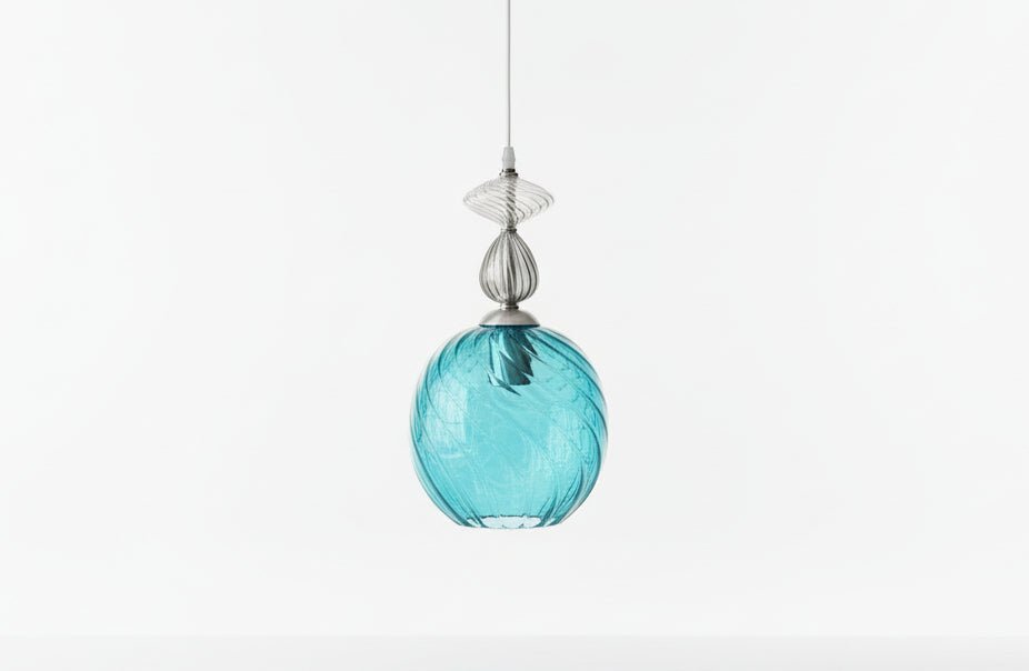 Turquoise Glass Globe Light - Les Trois Pyramides
